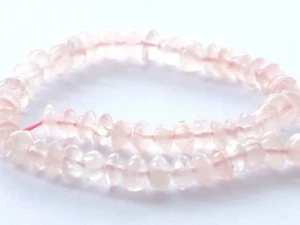 HALF STRAND NATURAL ROSE QUARTZ RONDELLE / ABACUS BEADS, 5 MM, GEMSTONE - Picture 1 of 3