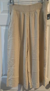 Pantalón Gibsonlook Lino/Mezcla Pull On Recortado Pierna Ancha Taupe Talla XL NUEVO CON ETIQUETAS - Imagen 1 de 5