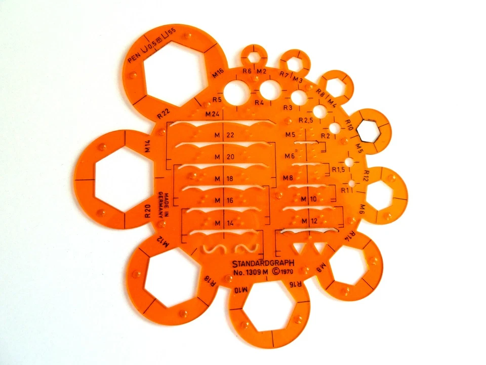 ZEICHENSCHABLONE STANDARDGRAPH 1309 M ABRUNDUNGEN, MUTTERN NEUWERTIG!