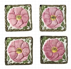 Vintage Set of 4 Franciscan Desert Rose 6.5" Trivets Hot Plates Portugal MINT