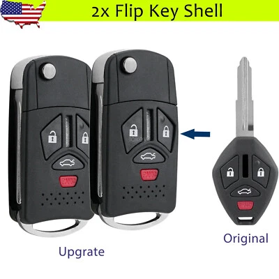 2 For 2008-2017 Mitsubishi Lancer 4B Flip Key Fob Shell OUCG8D-620M-A Upgrate - Image 1 of 4