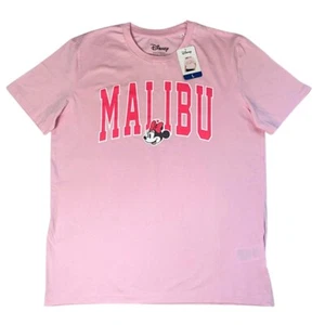 Minnie Mouse Malibu Graphic T-Shirt Disney Licensed Pink Casual Tee Large BNWT - Picture 1 of 4