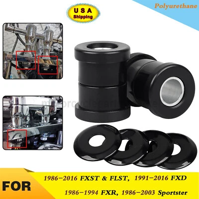 Handlebar Riser Bushings Black For Harley Softail 86-216 FXST FXSTC FXSTD Fatboy Foto 1 de 4