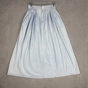 Ralph Lauren Vintage Country TG 4 blu chiaro denim prateria gonna plissettata cotone - Foto 1 di 8