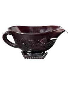 Barco de salsa de salsa con patas Avon de colección 1876 Cape Cod vidrio rojo rubí c1988 - Imagen 1 de 7