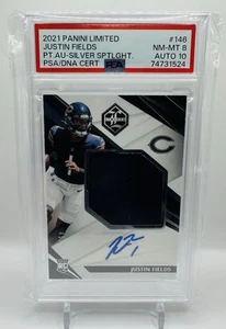 Justin Fields 2021 Panini Limited Silver #146 Rookie RC Auto RPA /75 PSA 8/10! - Picture 1 of 2