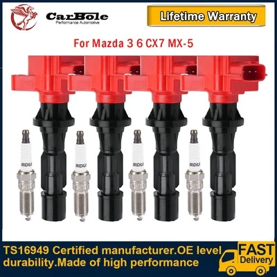 Paquete de 4 bobinas de encendido UF540 y bujía para Mazda 6 2006-2013 2,3 L 2,5 L L4 EE. UU. Foto 1 de 4