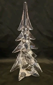 Toscany Christmas Tree Solid Art Glass 24% Lead Crystal Clear APPX 12" Abstract - Picture 1 of 10