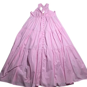 Wayward Fancies Plus 2/3X Pink Tiered Maxi Dress Smocked Button Front Boho - Picture 1 of 14