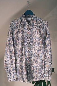 Eton Luxury Men's Multicolor Cotton Paisley Long Sleeve Shirt Size 42/16.5 - Picture 1 of 11
