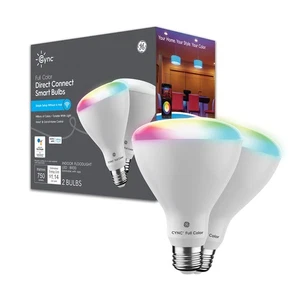 GE BR30 Smart WiFi LED Light Bulbs 9.5W Color Changing 2-Pack | Heavy Duty - Picture 1 of 9