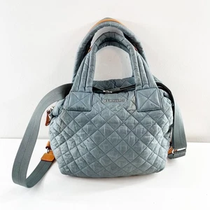 MZ Wallace Small Sutton Quilted Top Handle Crossbody Purse Bag Blue Gray - Bild 1 von 11