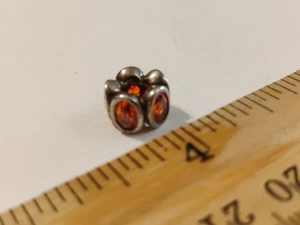 Pandora Amber Oval Lights Charm 925 Sterling Silver Orange - Picture 1 of 3