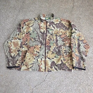 Vtg 90s CABELA'S Mossy Oak Leaf Camo All Over Print Hunting Bomber Jacket XXL - Picture 1 of 6