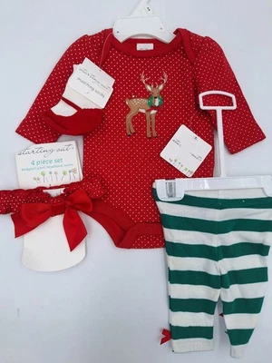 Traje de vacaciones de reno recién nacido de 4 piezas marca STARTING OUT - NUEVO CON ETIQUETAS Foto 1 de 3