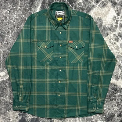 Dixxon Flannel Shirt Mens Large J & Ginger Green Plaid Pearl Snap Long Sleeve - Image 1 of 4