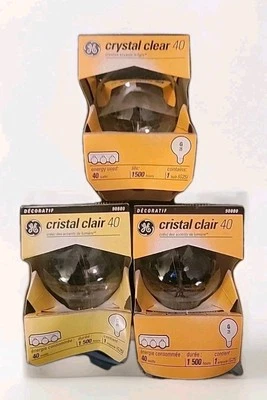 GE 40-Watt Globe Light Bulbs  (3 Pack) Crystal Clear Vanity Lights 12980 - Image 1 of 4