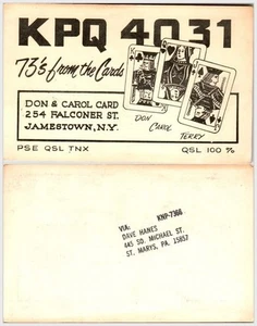 KPQ-4031 QSL Card: Jamestown NY Don & Carol Card 1960s Amateur Radio Signal - Picture 1 of 1