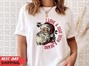 Christmas T-Shirt Novelty Funny Santa Reindeer Xmas Gift Tshirt Top, Beard Man - Picture 1 of 6