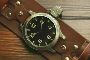 WWII custom new leather strap for Diver watch Zlatoustovskye 191 Chz Zlatoust - Picture 1 of 10