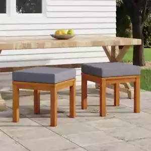 3028322Patio Stools with Cushions Ottoman Seating 2 Pcs Solid Wood Acacia vidaXL - Picture 1 of 7