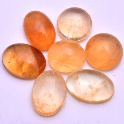 7 Pcs Natural Citrine 14mm-20mm Cabochon Untreated Loose Gemstones Wholesale Lot - Image 1 of 4