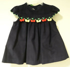 NWT Bella Bliss Navy Corduroy Dress With Applique Cherries Girls Size 18 Month