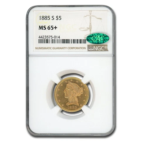 1885-S $5 Liberty Gold Half Eagle MS-65+ NGC CAC - SKU#264010 Cover