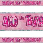 40th Birthday Decorations Glitz Pink Banner Party Wall Anniversary Supply Unisex