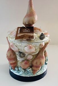 Cal Lighting Sea Shell Box Container Jar 15” x 9” Coastal Nautical 3D Seashells
