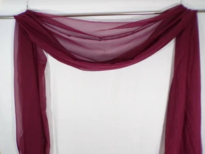 Vintage Window Scarf Panel 216" x 58" Classic Wine Color Polyester Sheer  D22 - Picture 1 of 6