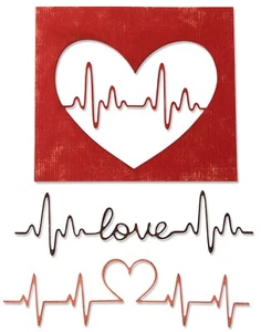 New, Retired Sizzix Thinlits Heartbeat 3pc #664416 Retail $14.99 by Tim Holtz - Picture 1 of 3