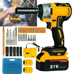 21V Cordless Impact Wrench 1/2" 680Nm High Torque Brushless Drill w/ 2 Batteries - Picture 1 of 12