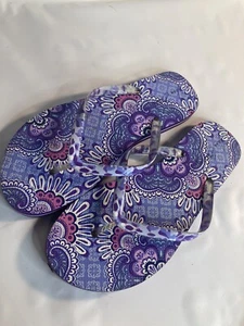 Vera Bradley Women's (Medium- 7-8 ) Floral Purple Paisley Flip Flops - Picture 1 of 2