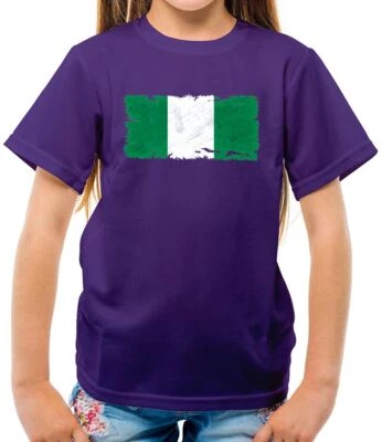 DRESSDOWN Nigeria Grunge Style Flagge - Kinder T-Shirt - Nigerian Land Reise Flaggen