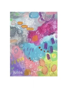 Tarjeta de arte Aceo por Kenna original abstracta 2,5”x 3,5” firmada - Imagen 1 de 3