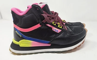 Zapatilla deportiva Fila Harlem para mujer plataforma alta neón multi/goma talla 8 en muy buena condición Foto 1 de 4