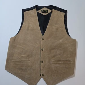 Chaleco Scully Para Hombre 2XL Marrón Tostado Cuero Genuino Gamuza Botón a Presión Occidental - Imagen 1 de 12