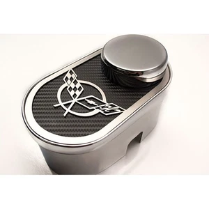 Master Cylinder Cover Red CF Flags Inlay for 1997-2004 Corvette [Polished] - Bild 1 von 8