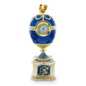 1904 Kelch Chanticleer Esmalte Azul Huevo de Pascua Imperial Real con Reloj - Imagen 1 de 7