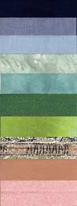 Tela 100 % algodón, 10 piezas cada una 18""L X 6""W Paisaje Blues Verdes Artesanales - Imagen 1 de 11