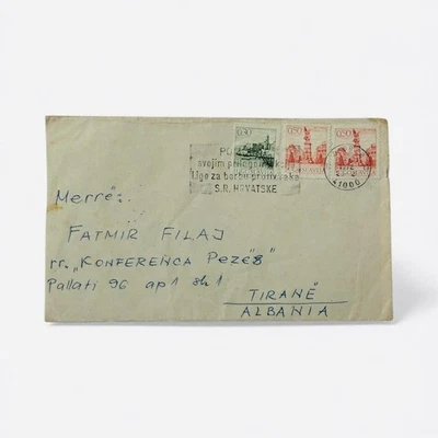 Cubierta circulada vintage de Yugoslavia de Zagreb a Tirane 1972 Foto 1 de 2