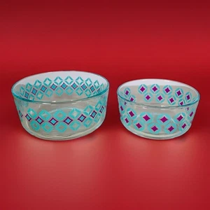 Vintage PYREX Diamonds Bowls Set Of 2 (7 1/8” + 6”) #7213 & #7203 - Picture 1 of 12