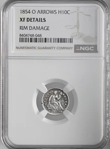 1854-O  H10C LIBERTY SEATED HALF DIME  NGC XF DETAILS "RIM DAMAGE"  #8404748-048 - Picture 1 of 4