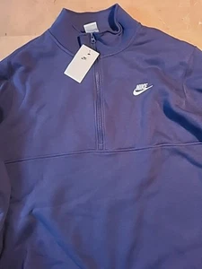 Nike Hombres Ropa Deportiva Club Cepillado Espalda 1/2 Cremallera Azul Marino Pullover Sudadera XXL - Imagen 1 de 2
