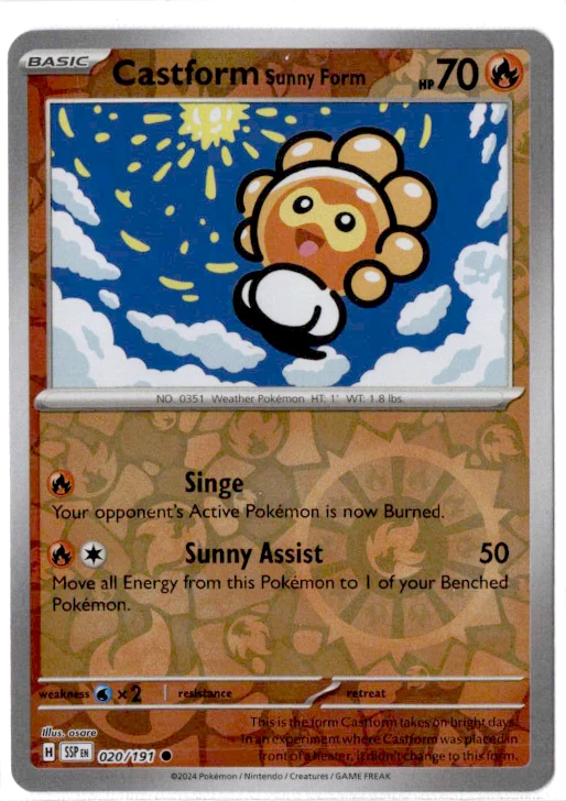 Castform Sunny Form - 020/191 - Reverse Holo - Pokemon Surging Sparks - Image 1 of 1