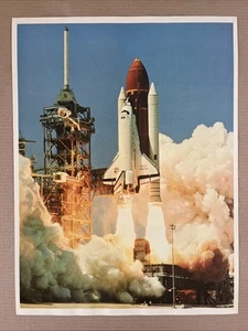 Vintage Original NASA Challenger Raumschiff Shuttle Rakete Lift Off Poster - Bild 1 von 8