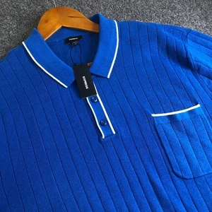 Maglia Express Uomo XXL Blu Maglia Moderna Prep Maglione Polo 100% Cotone Abbigliamento da Lavoro - Foto 1 di 8