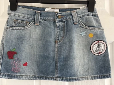Zara Trf denim mini micro skirt Blue size 10 patches embroidered cute  - Image 1 of 4