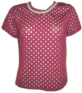 SEÑORAS CROP TOP NUEVO POR THREADBARE VINO MANCHAS TRANSPARENTES ESCOTE BLING 10 14 20 - Imagen 1 de 3